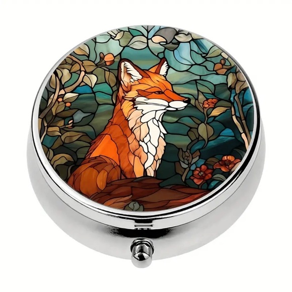 🐰 Mosaic Fox Multi-Use Pill Box Mirror Container - Picture 4 of 11